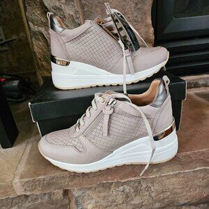 CARMELA Leather Wedge Sneakers